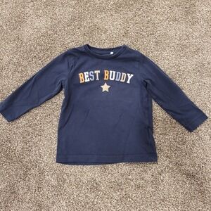 Name It Kids Long Sleeve T-Shirt Best Buddy Navy Blue Organic Cotton 9-12 Months